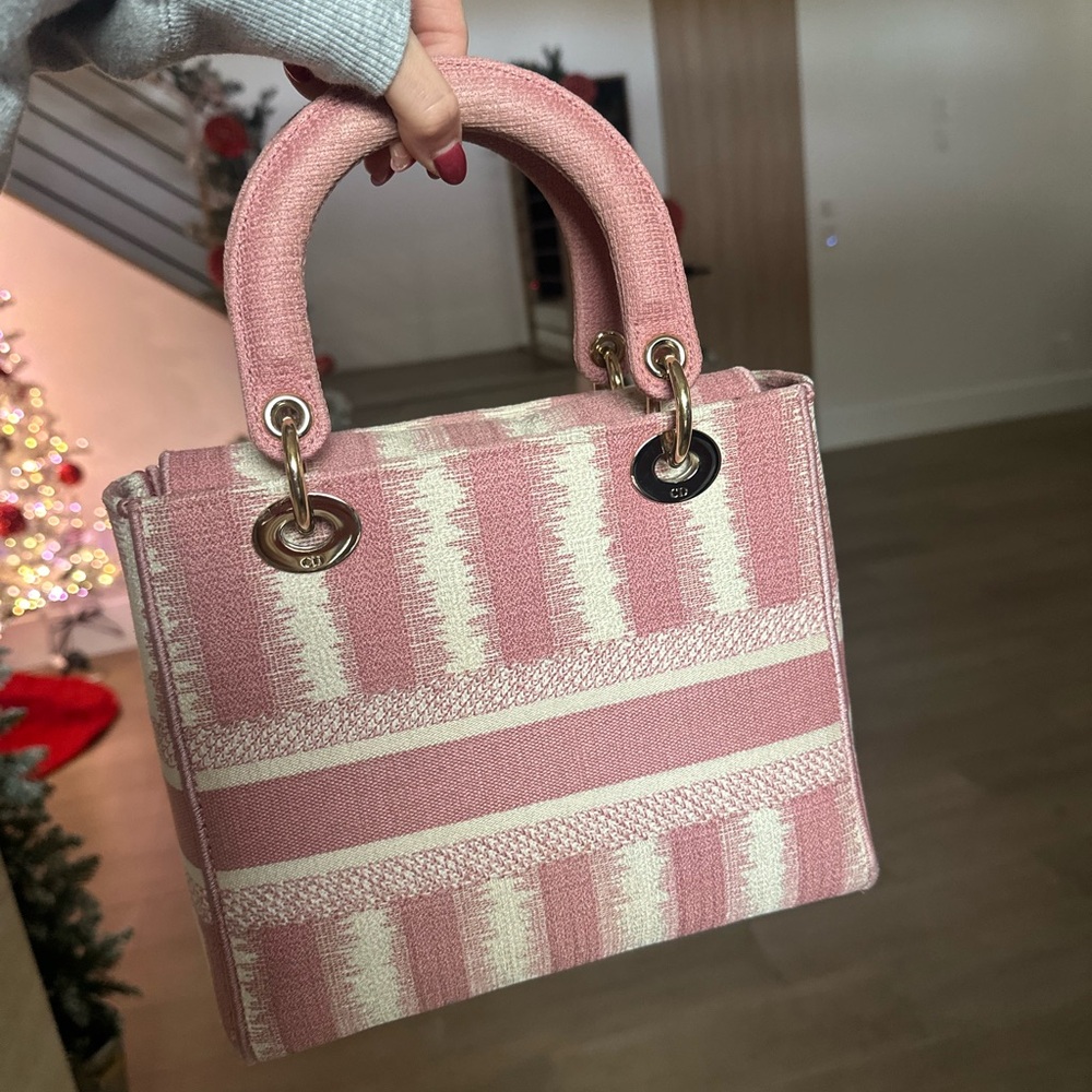Christian Dior Lady D-Lite Bag Striped Canvas Medium - Picture 2 of 5